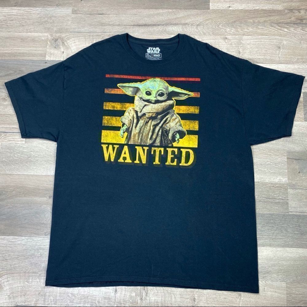 Star Wars Mad Engine Baby Yoda Wanted Graphic T-shirt Mens Size 2X Black